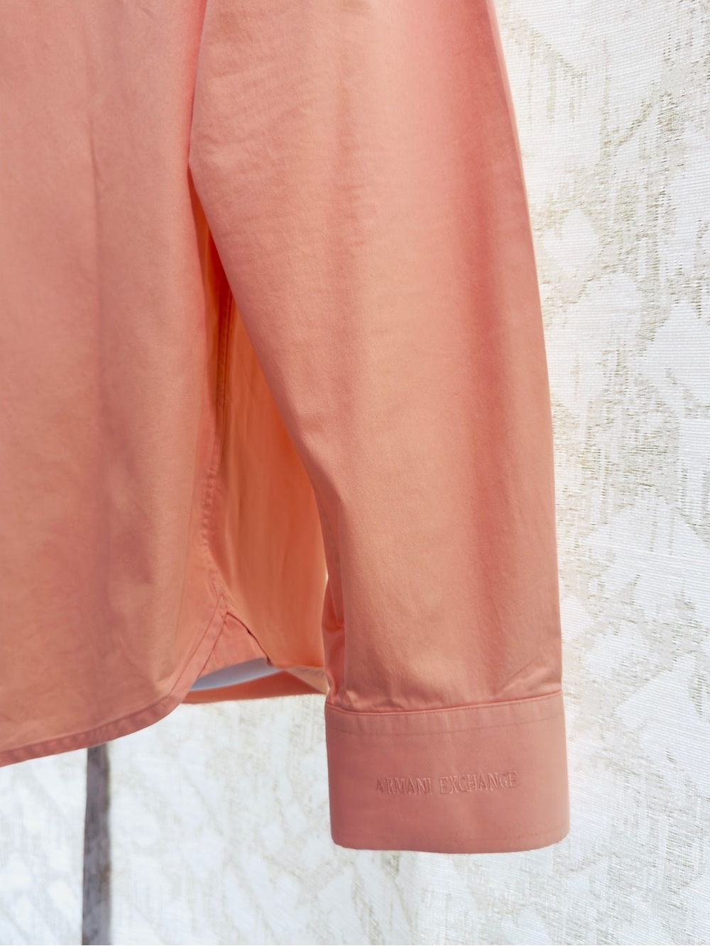 Armani Exchange A/X Coral Peach Button Down Dress Shirt Regular Fit Size L - Picture 5 of 13